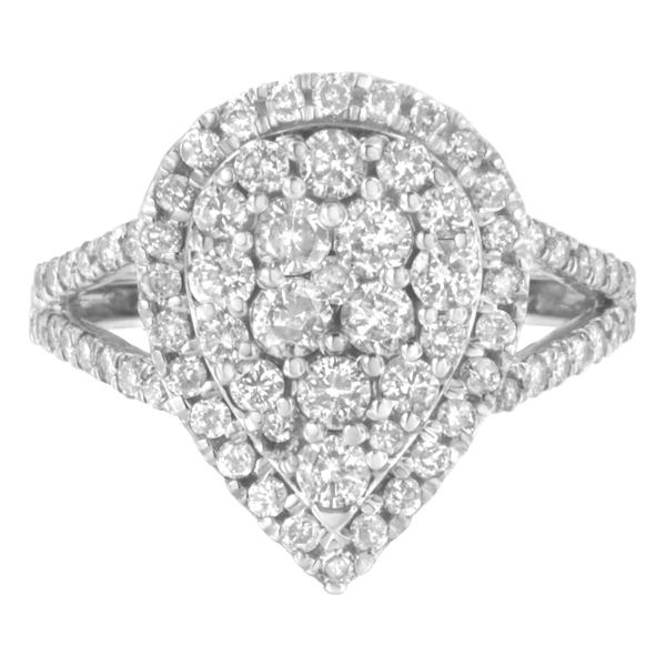 1 1/2 ctw. Sterling Silver Diamond Cluster Ring alternate view