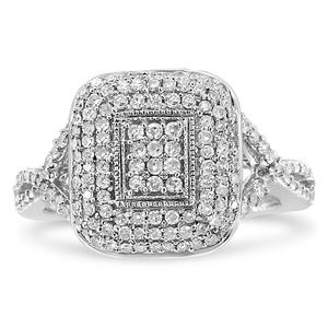 Haus of Brilliance Sterling Silver 1/2ctw. Diamond Cluster Ring
