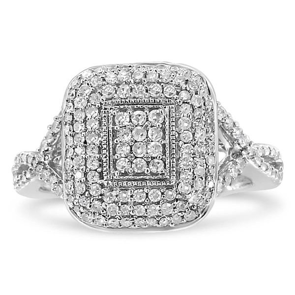 Haus of Brilliance Sterling Silver 1/2ctw. Diamond Cluster Ring