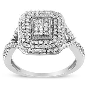 Haus of Brilliance Sterling Silver 1/2ctw. Diamond Cluster Ring alternate view