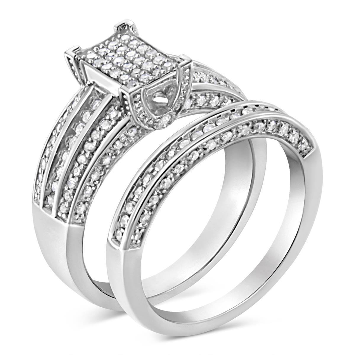 Haus Of Brilliance 3/4ctw. Diamond Engagement Ring And Band Set