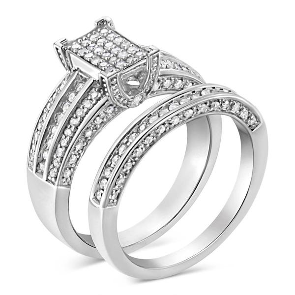 Haus of Brilliance 3/4ctw. Diamond Engagement Ring and Band Set alternate view