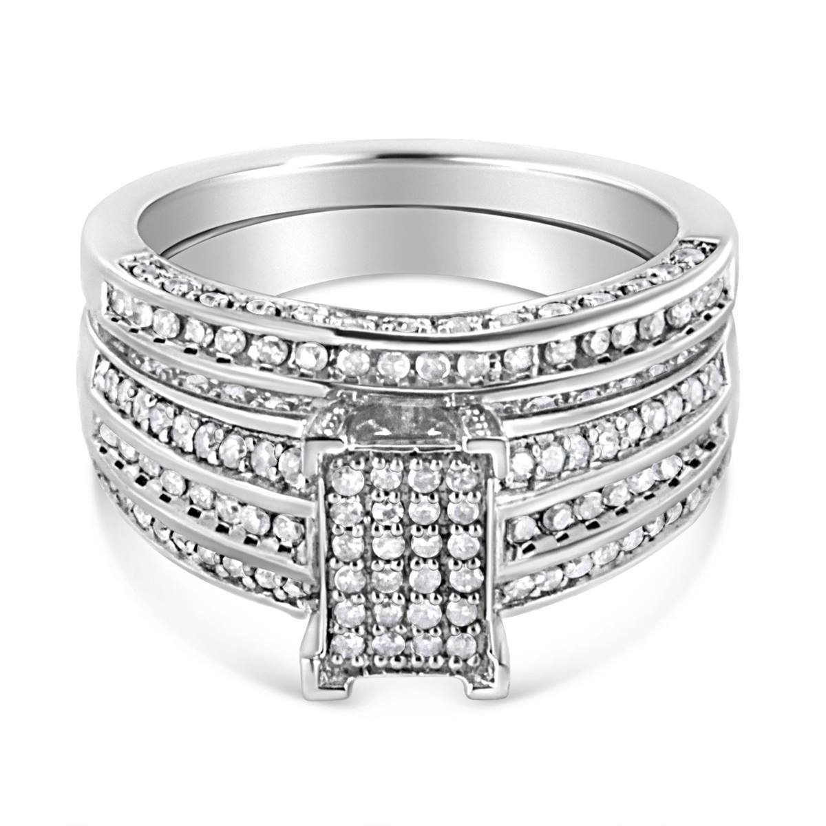 Haus Of Brilliance 3/4ctw. Diamond Engagement Ring And Band Set