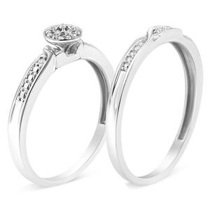 Haus of Brilliance Sterling Silver Diamond Twist Shank Bridal Set alternate view