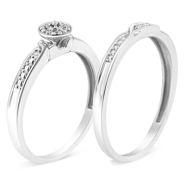 Haus of Brilliance Sterling Silver Diamond Twist Shank Bridal Set alternate view