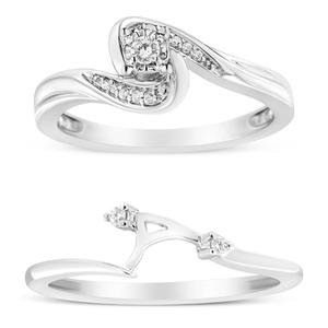 Haus of Brilliance Sterling Silver 1/10ctw. Diamond Bridal Set alternate view