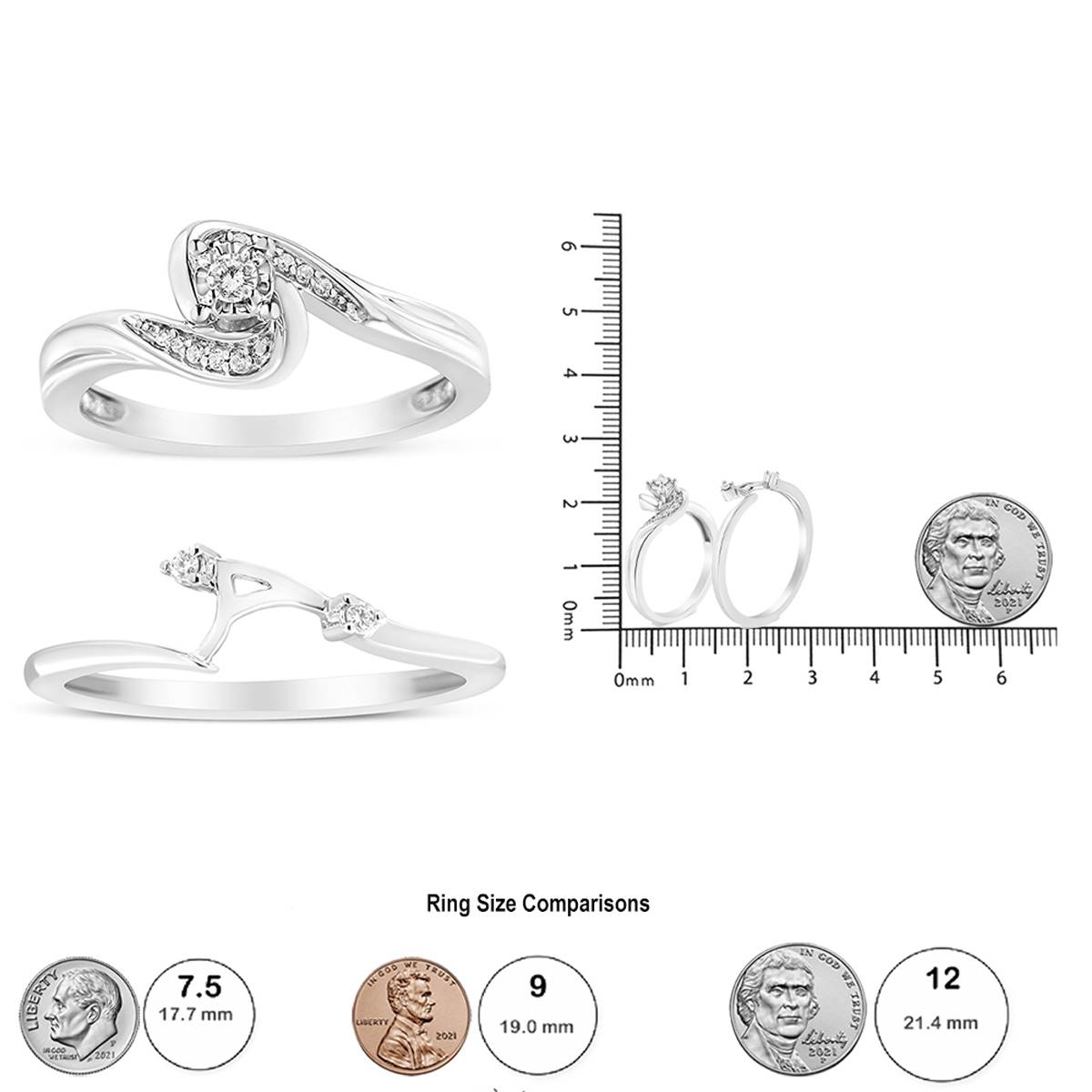 Haus Of Brilliance Sterling Silver 1/10ctw. Diamond Bridal Set