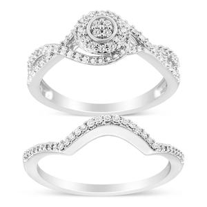 Haus of Brilliance Sterling Silver 1/6ct. Diamond Bridal Set alternate view