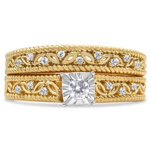 Haus of Brilliance 14kt. Gold Plated 1/5ctw. Diamond Bridal Set