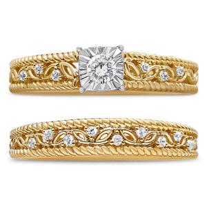 Haus of Brilliance 14kt. Gold Plated 1/5ctw. Diamond Bridal Set alternate view