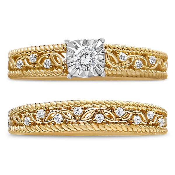 Haus of Brilliance 14kt. Gold Plated 1/5ctw. Diamond Bridal Set alternate view