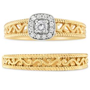 Haus of Brilliance 14kt. Gold 1/5ctw. Diamond Scroll Bridal Set