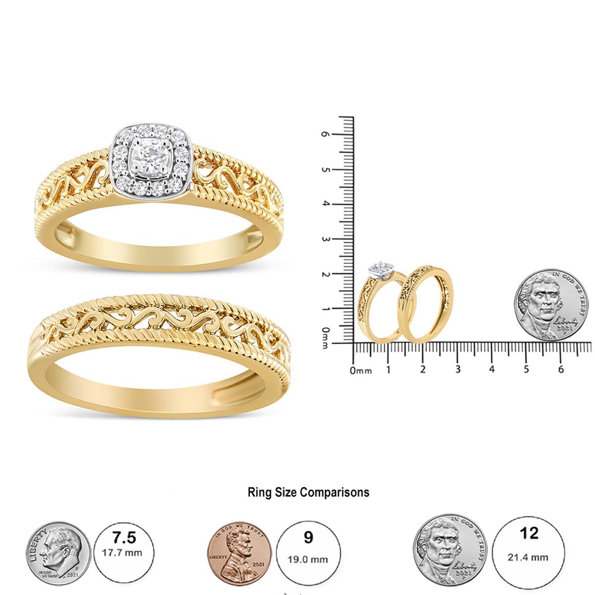 Haus Of Brilliance 14kt. Gold 1/5ctw. Diamond Scroll Bridal Set