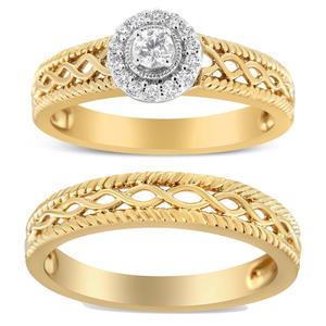 Haus of Brilliance 14kt. Gold 1/5ctw. Round Diamond Bridal Set
