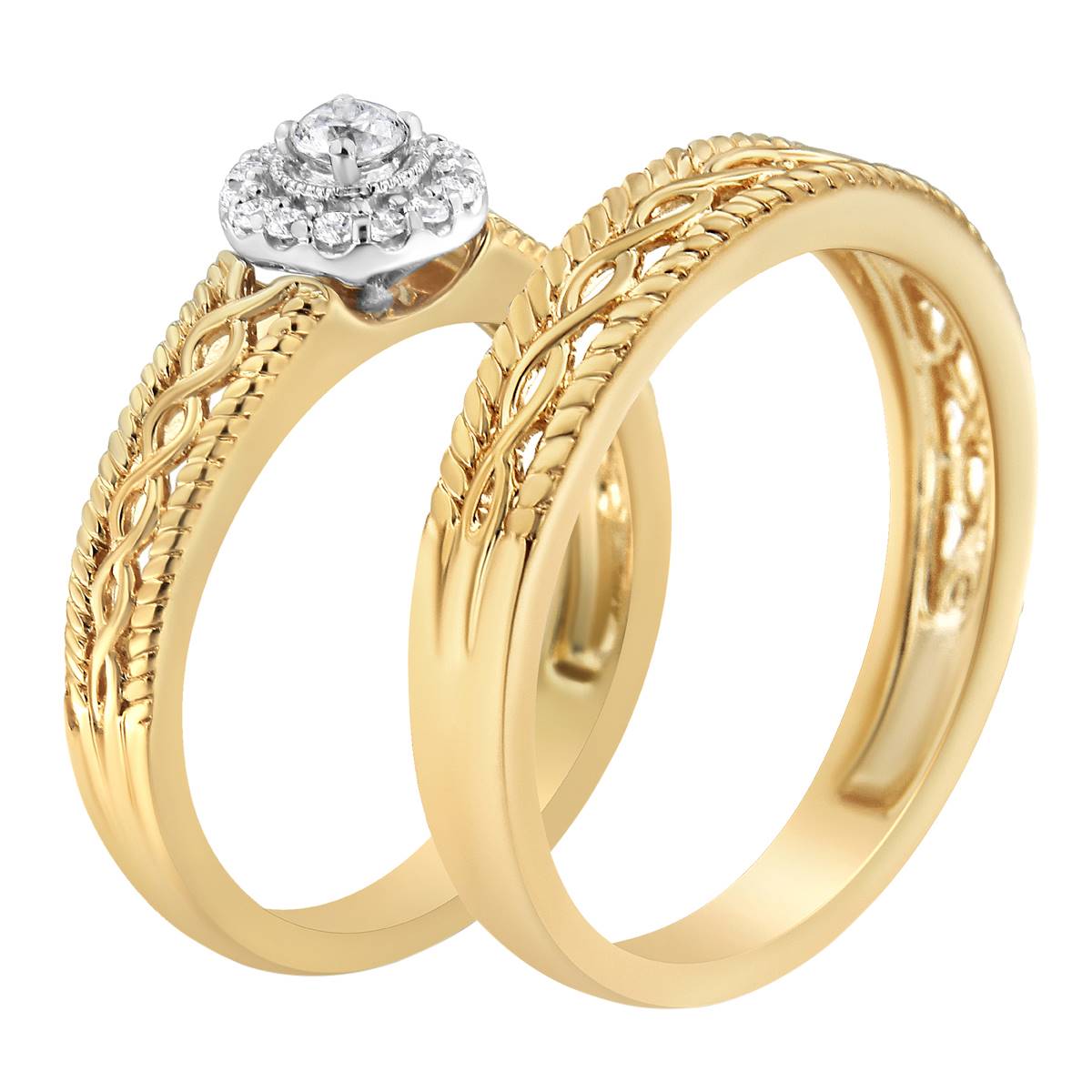 Haus Of Brilliance 14kt. Gold 1/5ctw. Round Diamond Bridal Set