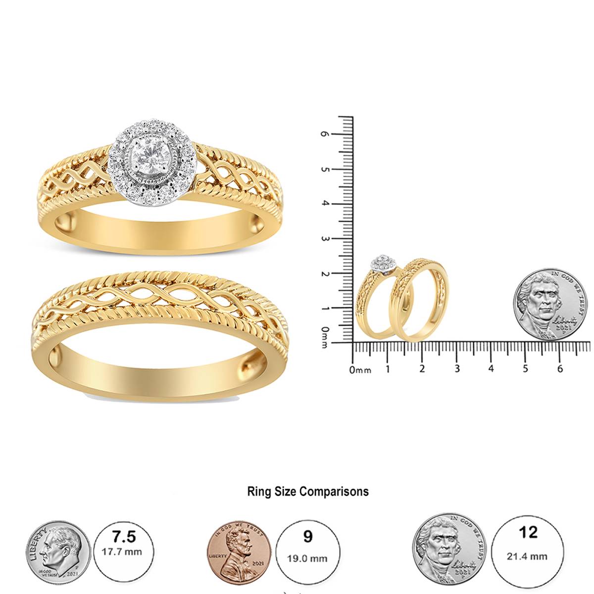 Haus Of Brilliance 14kt. Gold 1/5ctw. Round Diamond Bridal Set