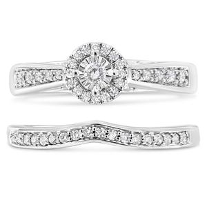 Haus of Brilliance Sterling Silver 1/3ctw. Diamond Bridal Set alternate view
