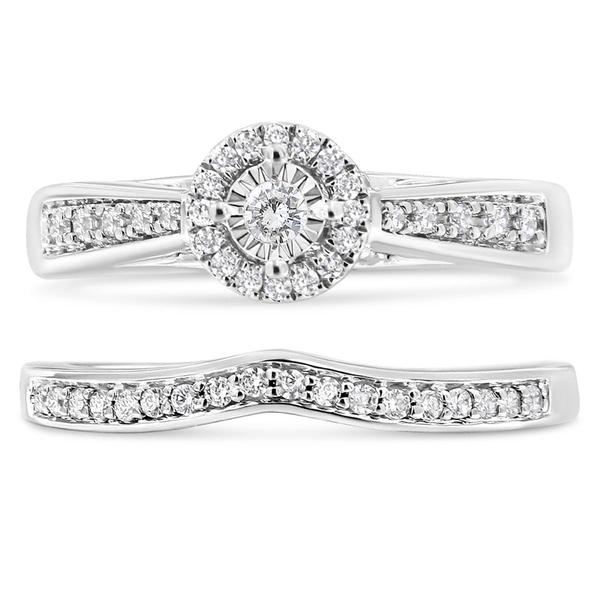 Haus of Brilliance Sterling Silver 1/3ctw. Diamond Bridal Set alternate view