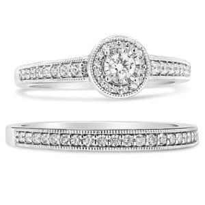 Haus of Brilliance Sterling Silver 1/2ctw. Diamond Bridal Set alternate view