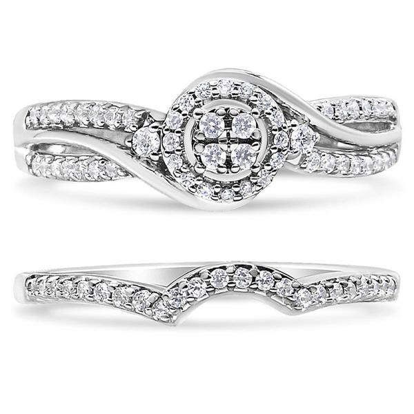 Haus of Brilliance Silver 1/3ctw. Diamond Bypass Bridal Set alternate view