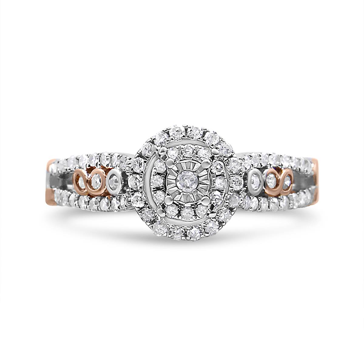 Haus Of Brilliance Rose Gold Plated Cross-Over Engagement Ring