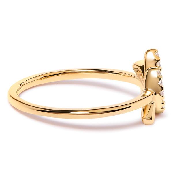 Haus of Brilliance 10kt. Yellow Gold 1/10ctw. Diamond Leaf Ring alternate view