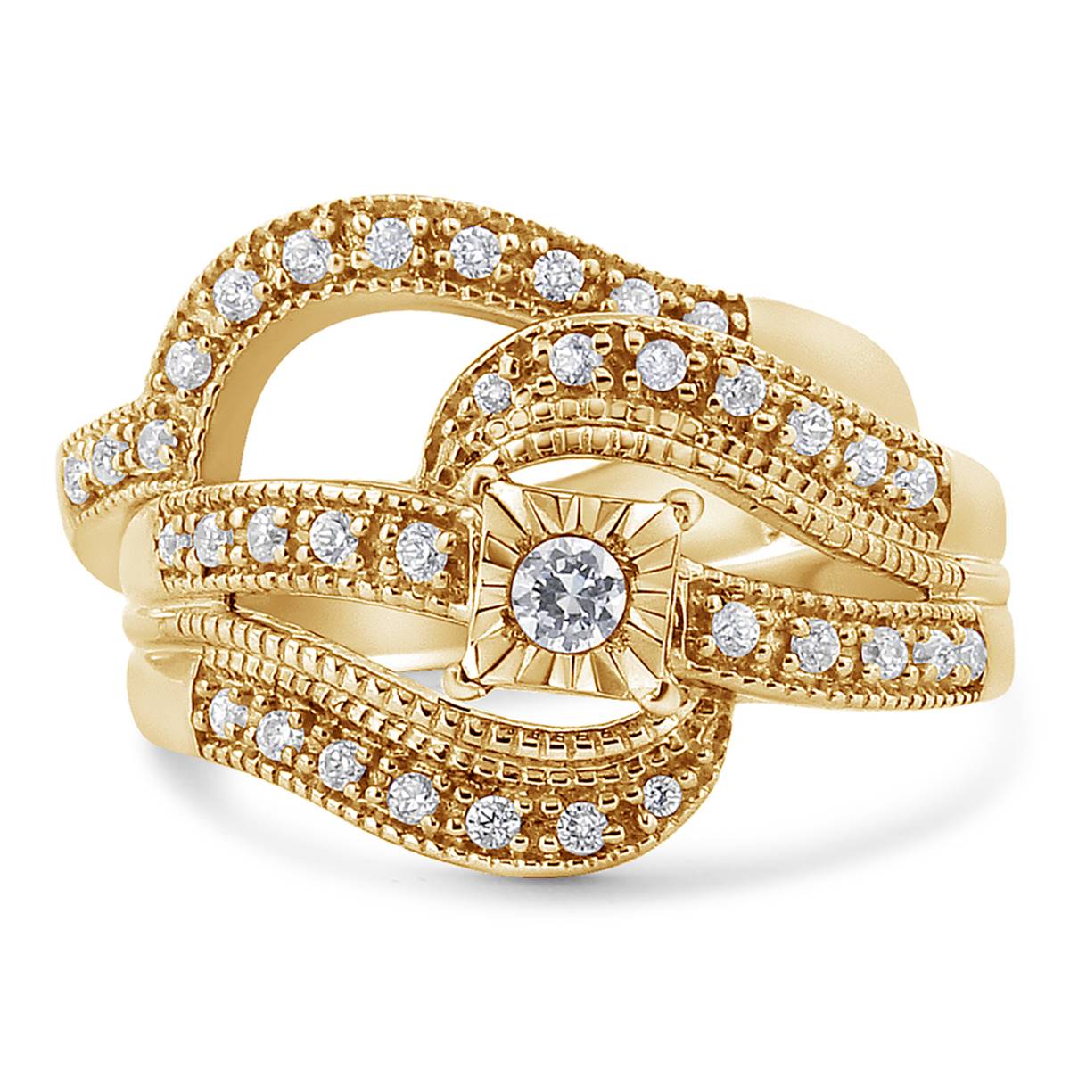 Haus Of Brilliance 14kt. Gold Plated 1/3ctw. Diamond Bridal Set