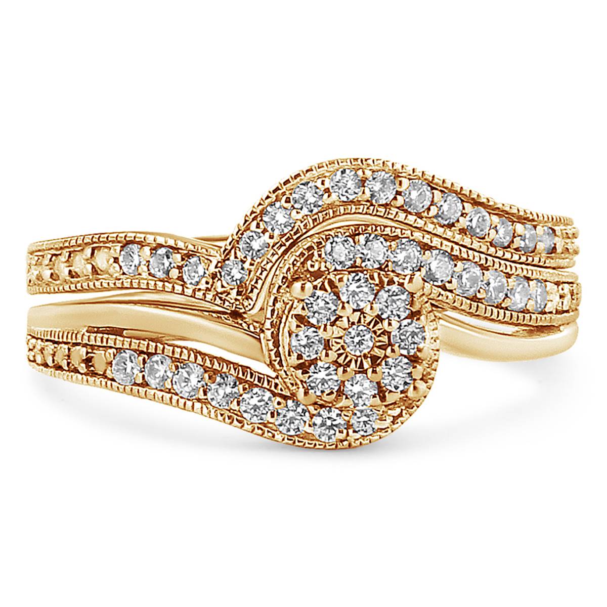 Haus Of Brilliance Gold Over Silver 1/3ctw. Diamond Bridal Set