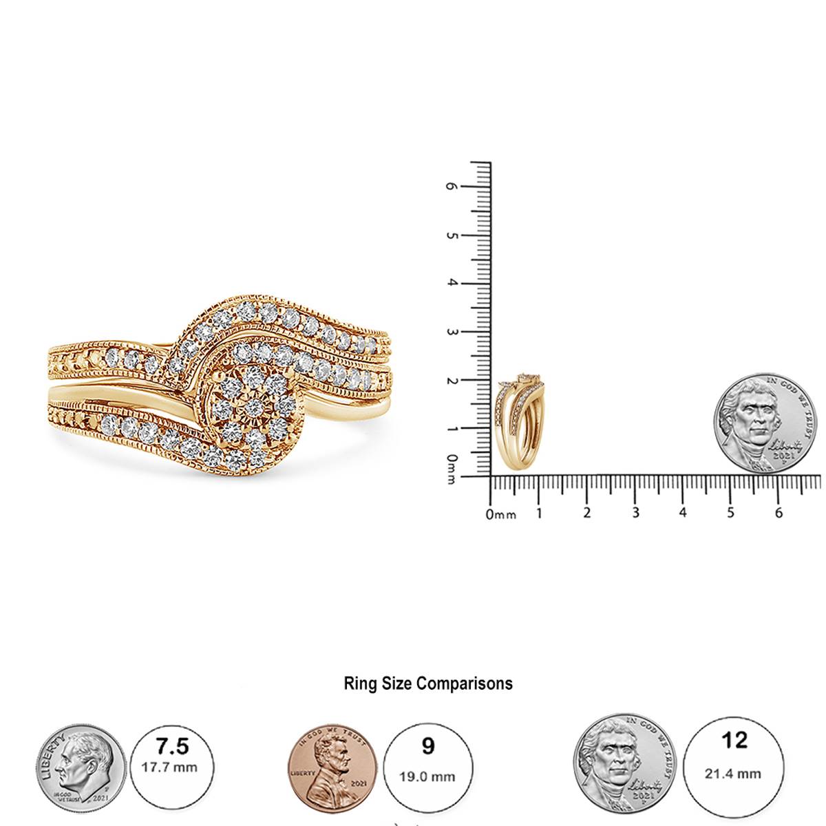 Haus Of Brilliance Gold Over Silver 1/3ctw. Diamond Bridal Set