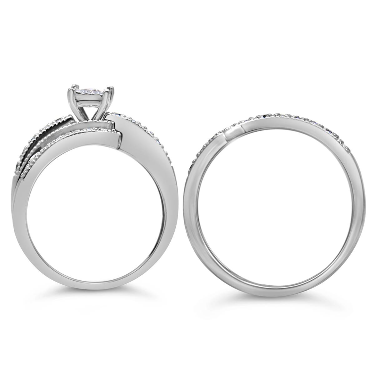 Haus Of Brilliance Sterling Silver 1/3ctw. Diamond Bridal Set