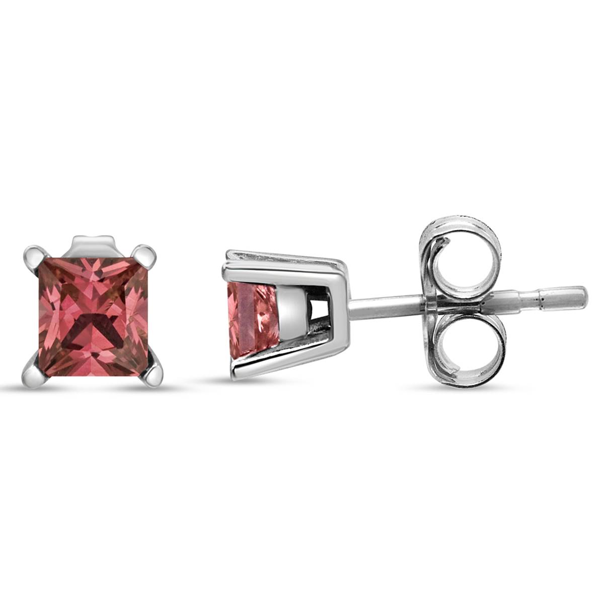 Haus Of Brilliance 1/2ctw. Lab Grown Pink Diamond Square Earrings