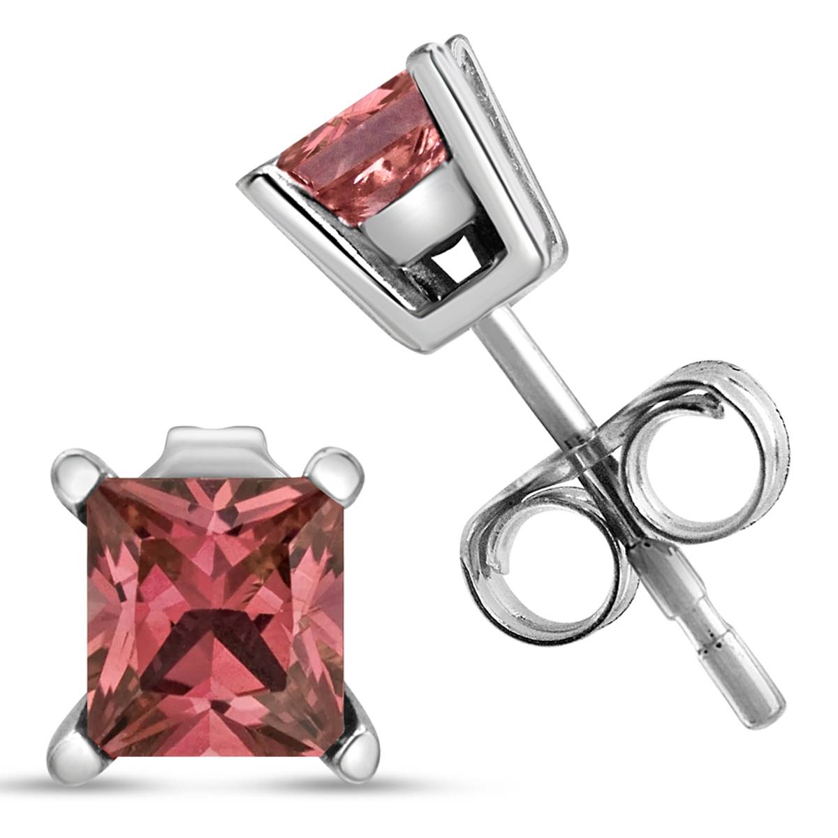 Haus Of Brilliance 1/2ctw. Lab Grown Pink Diamond Square Earrings