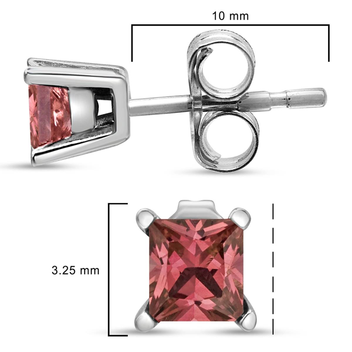 Haus Of Brilliance 1/2ctw. Lab Grown Pink Diamond Square Earrings