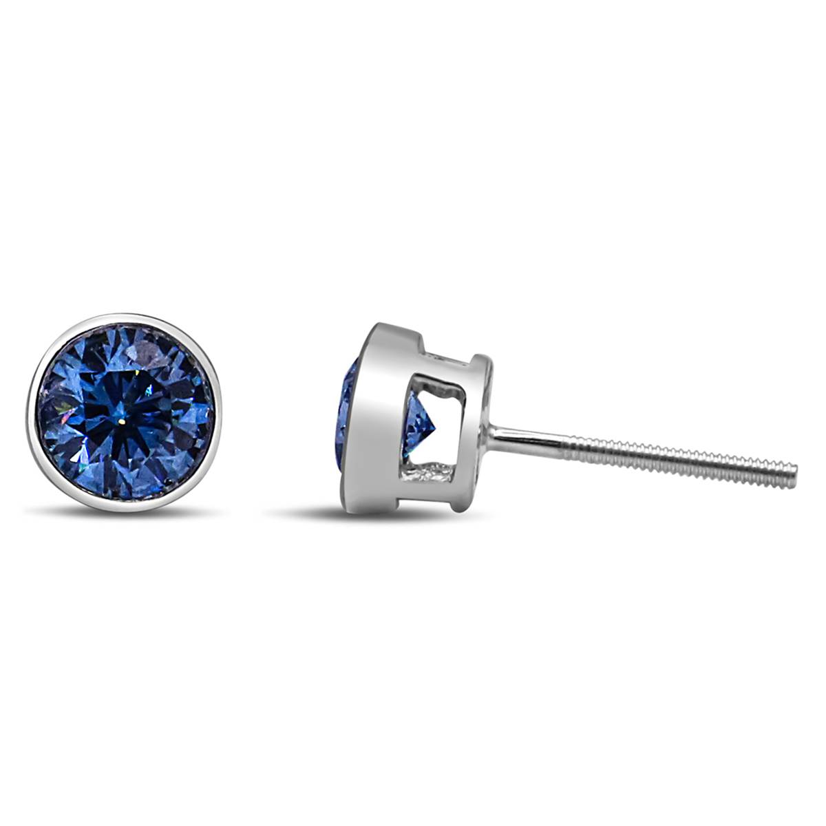 Haus Of Brilliance 1ctw. Blue Lab Grown Diamond Stud Earrings