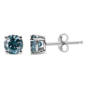 Haus of Brilliance 1ctw. Blue Lab Diamond Solitaire Stud Earrings