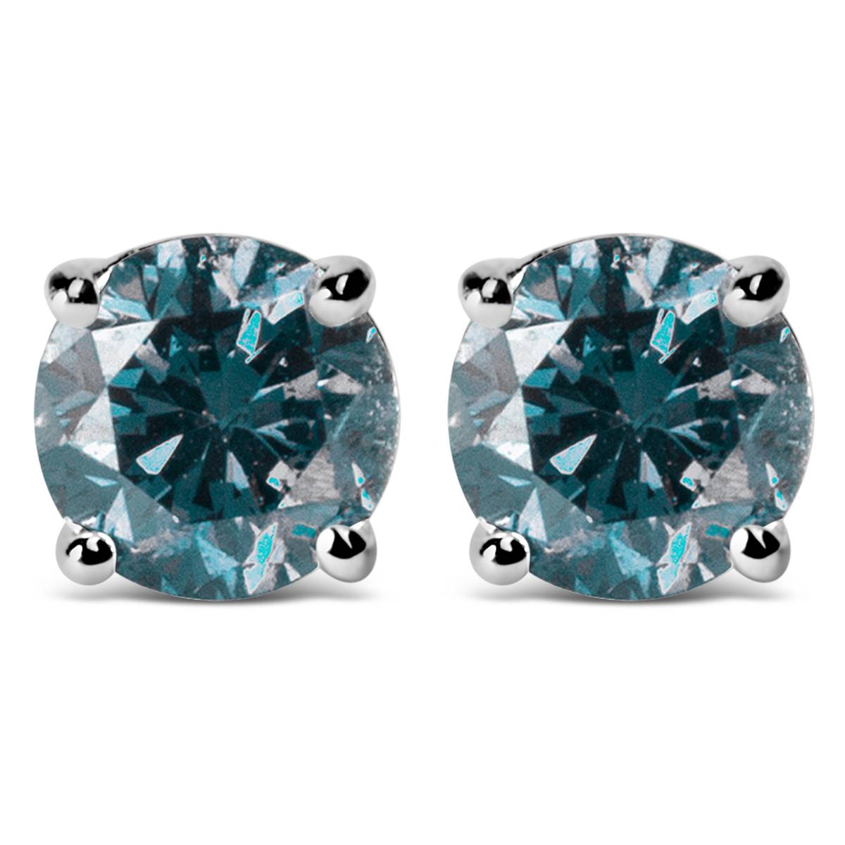 Haus Of Brilliance 1ctw. Blue Lab Diamond Solitaire Stud Earrings