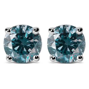 Haus of Brilliance 1ctw. Blue Lab Diamond Solitaire Stud Earrings alternate view