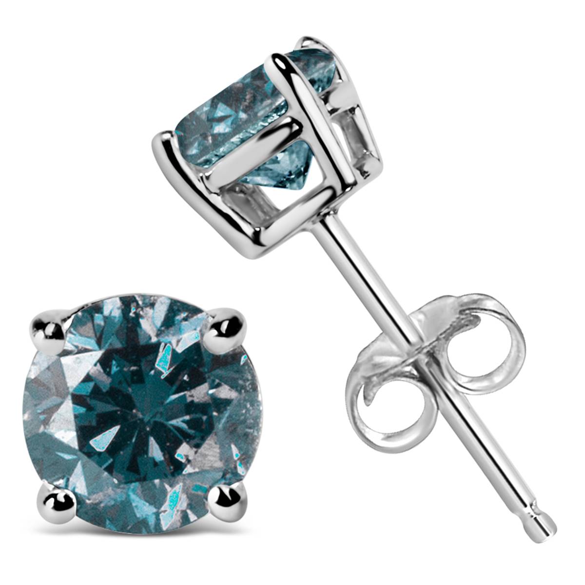 Haus Of Brilliance 1ctw. Blue Lab Diamond Solitaire Stud Earrings