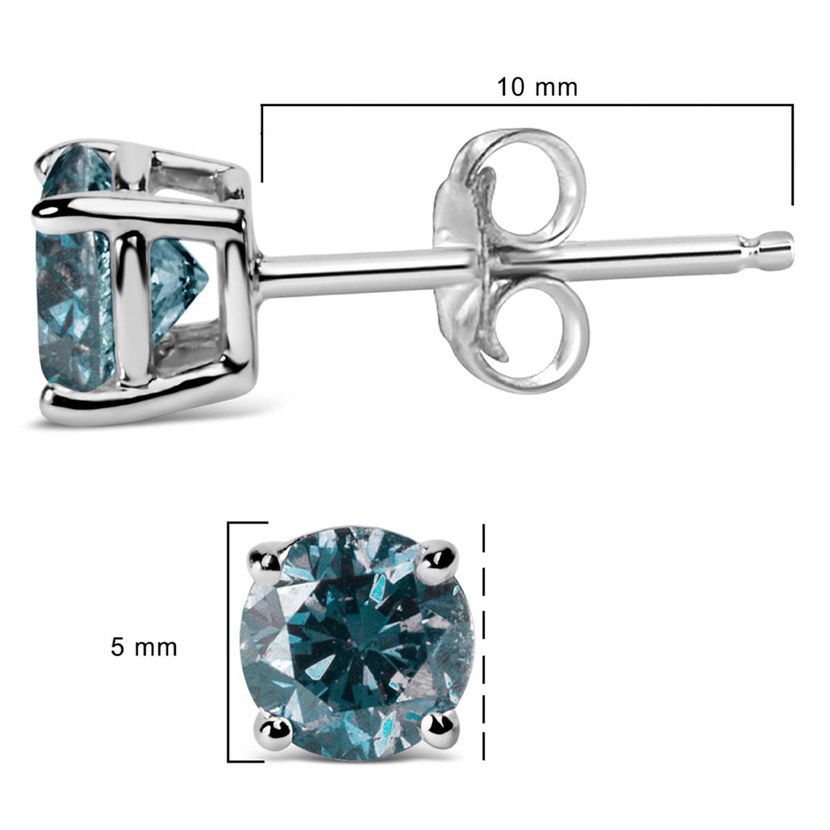 Haus Of Brilliance 1ctw. Blue Lab Diamond Solitaire Stud Earrings