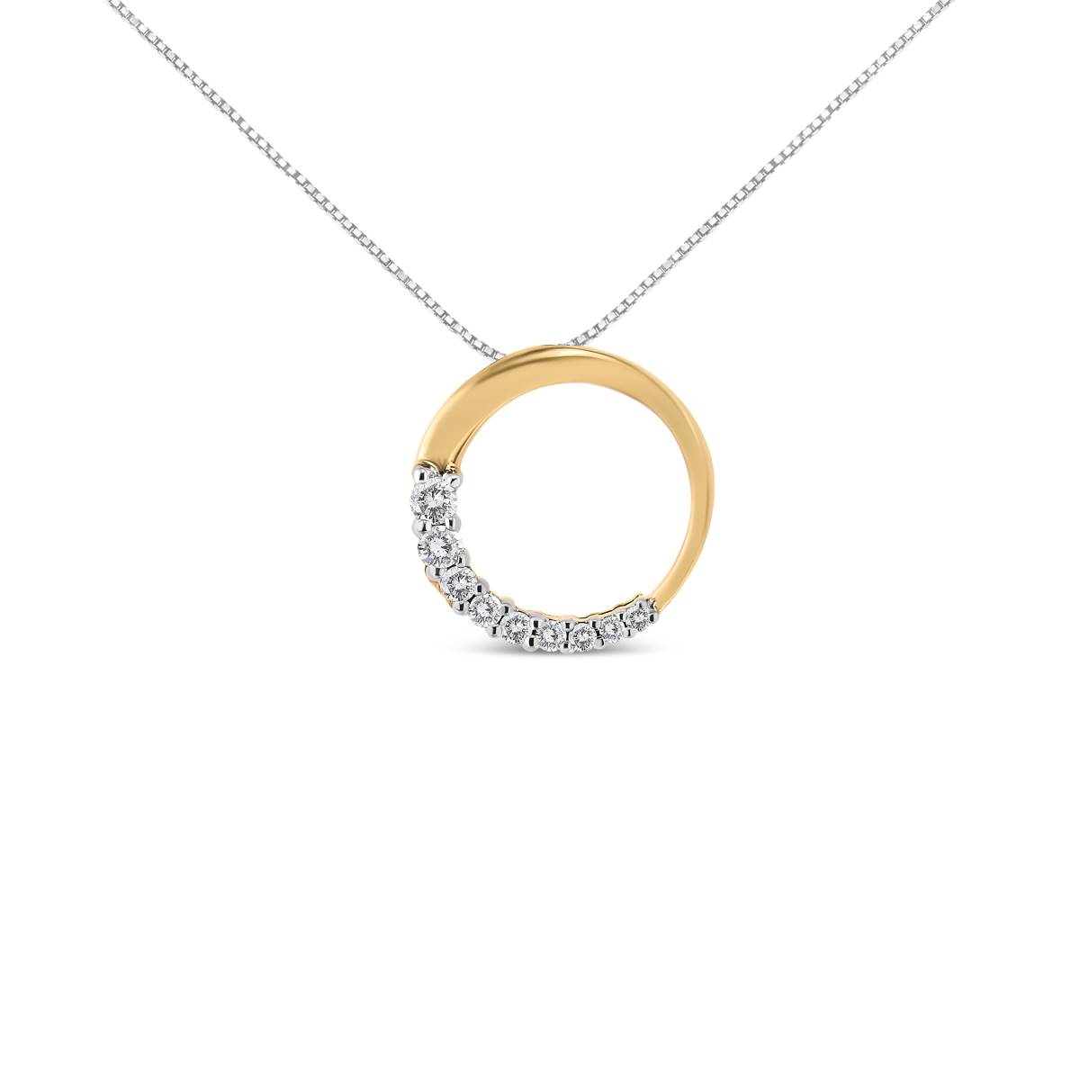 Haus Of Brilliance 14kt. Yellow Gold Diamond Circle Hoop Pendant