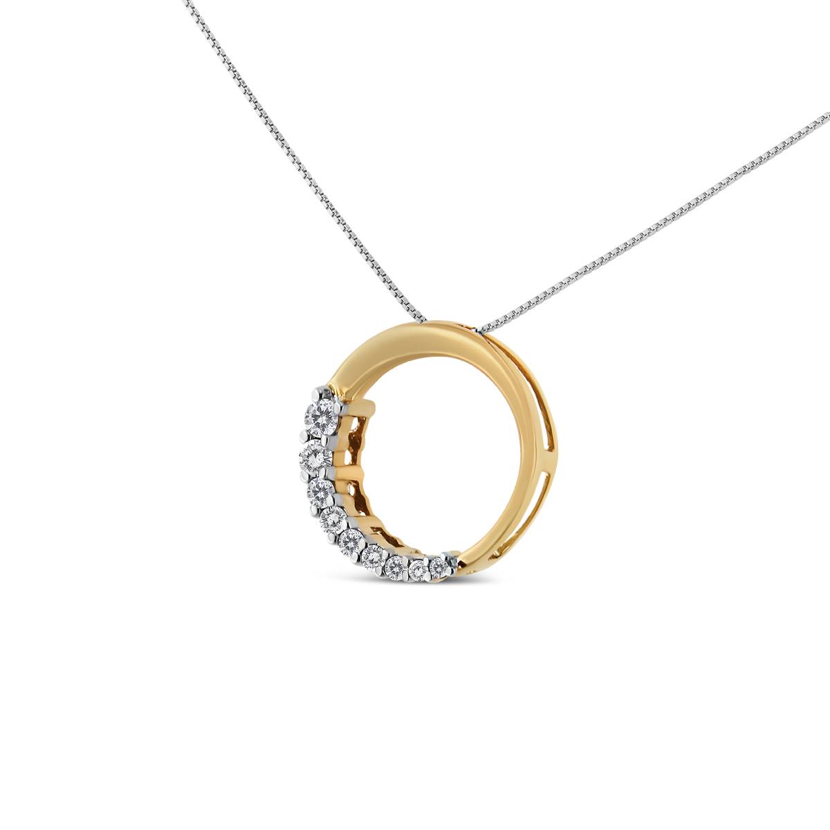 Haus Of Brilliance 14kt. Yellow Gold Diamond Circle Hoop Pendant