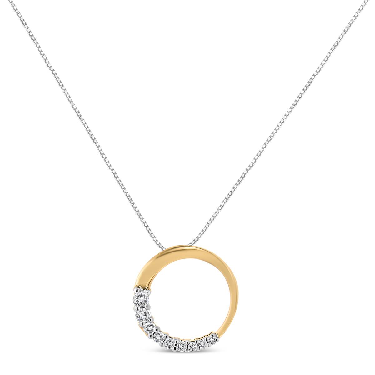 Haus Of Brilliance 14kt. Yellow Gold Diamond Circle Hoop Pendant