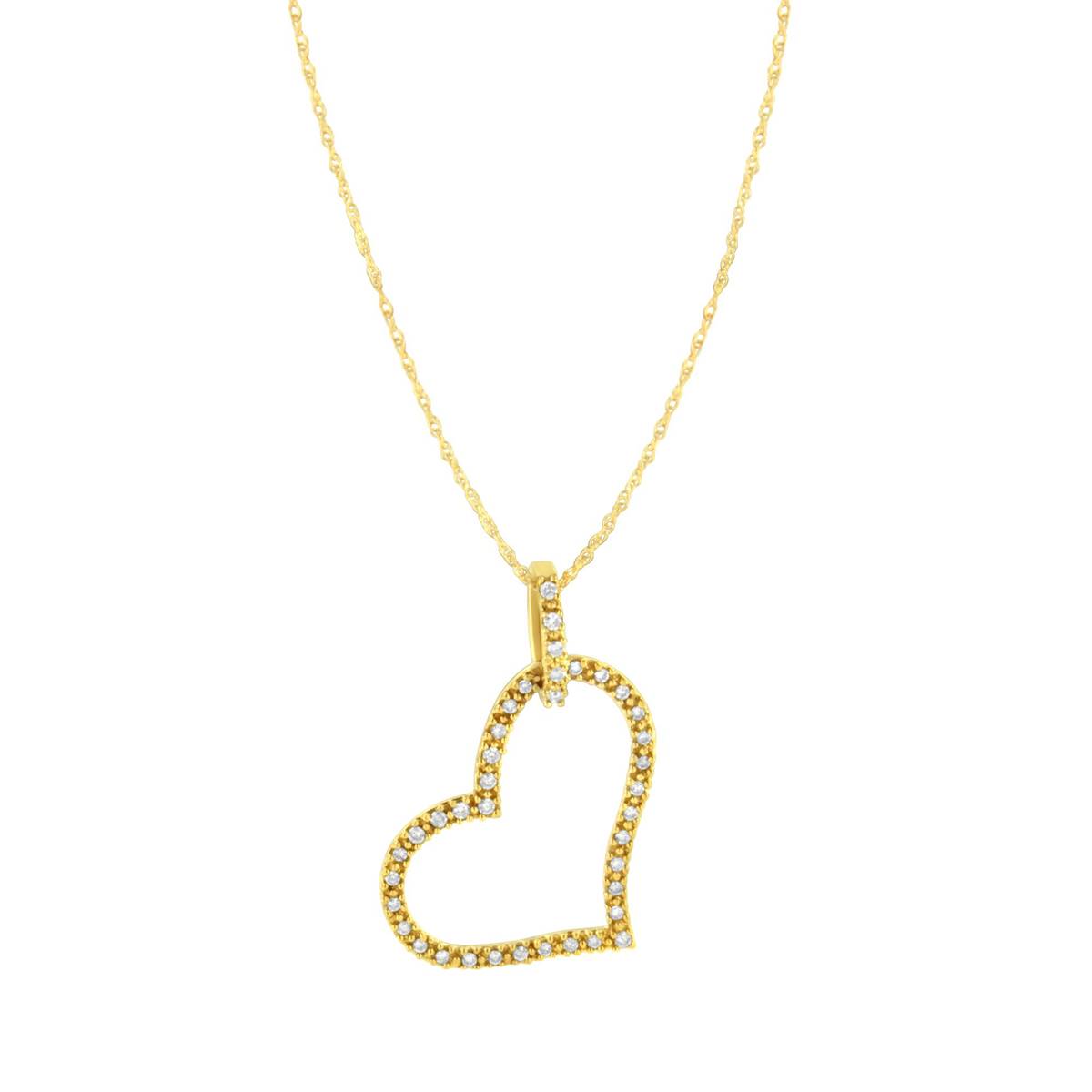 Haus Of Brilliance 10kt. Gold 1/4ctw. Diamond Open Heart Pendant