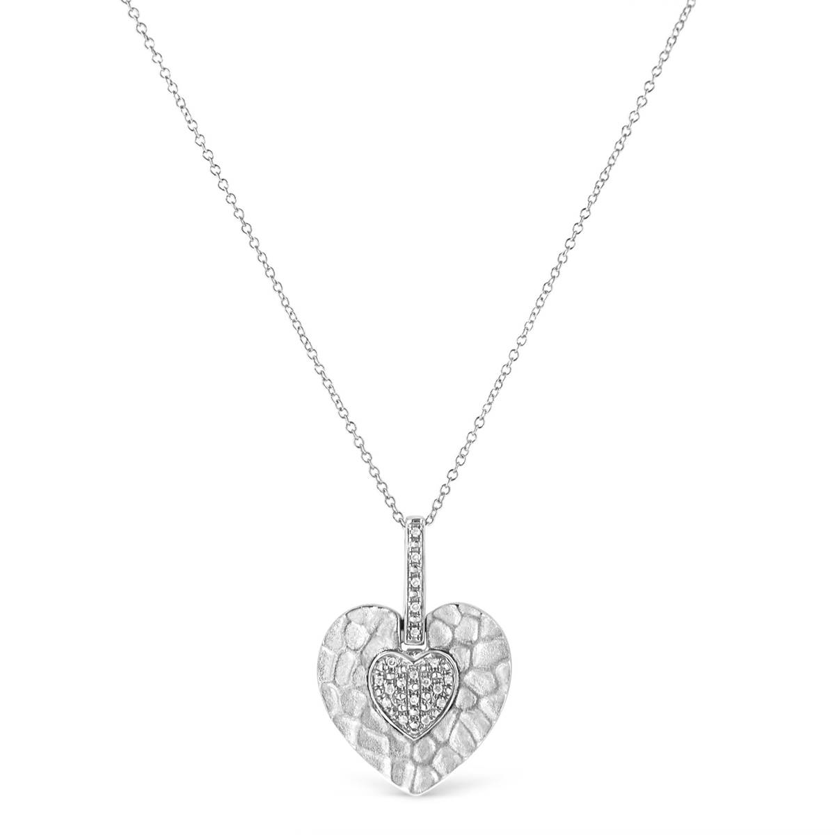 Haus Of Brilliance Sterling Silver 1/10ctw. Diamond Heart Pendant