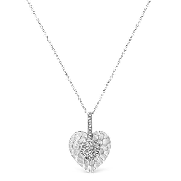 Haus of Brilliance Sterling Silver 1/10ctw. Diamond Heart Pendant alternate view