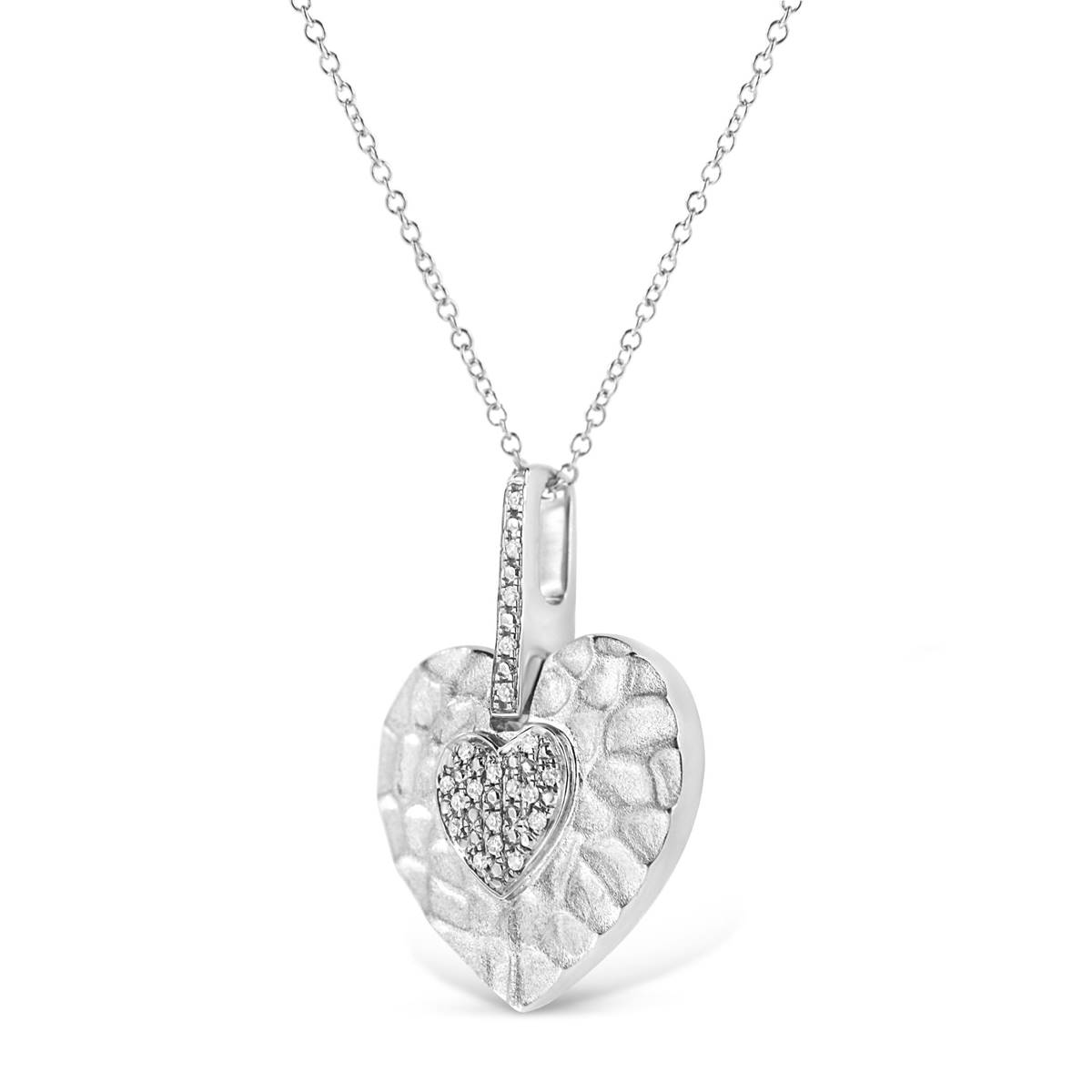 Haus Of Brilliance Sterling Silver 1/10ctw. Diamond Heart Pendant