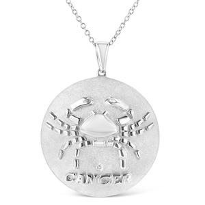 Haus of Brilliance Sterling Silver Diamond Cancer Zodiac Pendant alternate view