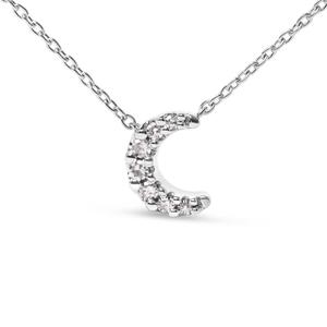 Haus of Brilliance 10kt. White Gold Diamond Moon Pendant Necklace