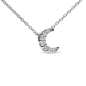 Haus of Brilliance 10kt. White Gold Diamond Moon Pendant Necklace alternate view