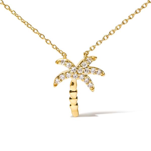 Haus of Brilliance 10kt. Gold 1/10ctw. Diamond Palm Tree Pendant